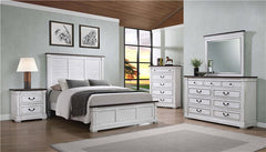 Hillcrest Wood Queen Panel Bed Distressed White - 223351Q