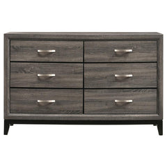 Watson 6-drawer Dresser Grey Oak and Black - 212423