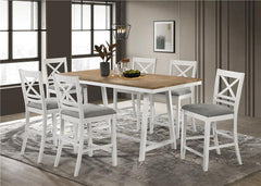Hollis 7-piece Rectangular Counter Height Dining Set Brown and White - 122248-S7