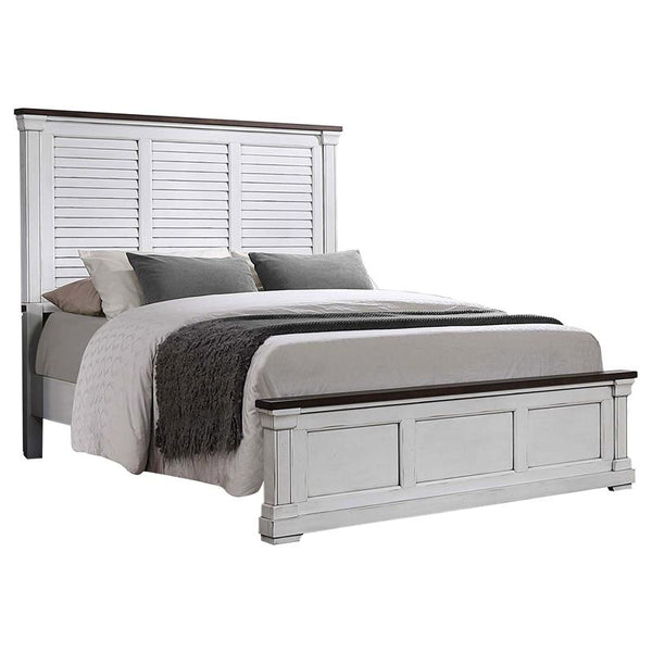 Hillcrest Wood Queen Panel Bed Distressed White - 223351Q