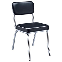 Retro Open Back Side Chairs Black and Chrome (Set of 2) - 2066