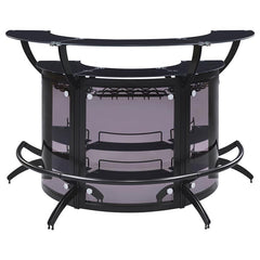 Dallas 2-shelf Curved Home Bar Smoke and Black Glass (Set of 3) - 182135-S3