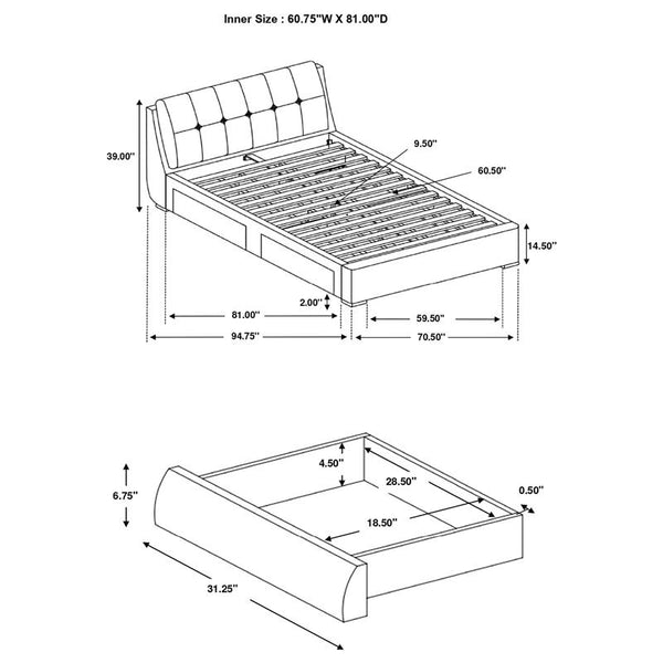 Fenbrook Upholstered Queen Storage Panel Bed Grey - 300523Q