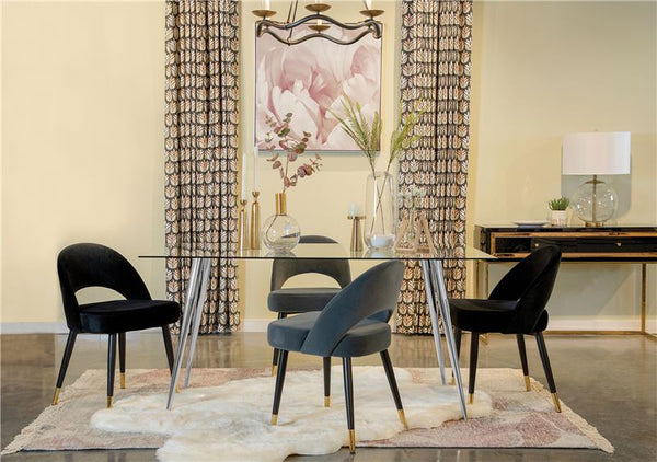 Gilman Rectangle Glass Top Dining Table - 190621CHR