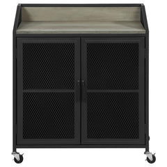 Arlette Wine Cabinet with Wire Mesh Doors Grey Wash and Sandy Black - 183476