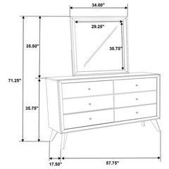 Janelle 6-drawer Dresser with Mirror White - 223653M