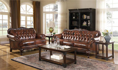 Victoria 2-piece Full Leather Upholstered Sofa Set Brown - 500681-S2