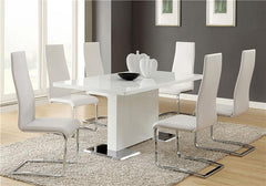 Anges T-shaped Pedestal Dining Table Glossy White - 102310