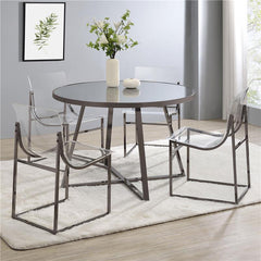 Jillian Round Dining Table with Tempered Mirror Top Black Nickel - 120630