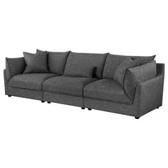 Sasha 3-Piece Upholstered Sofa Barely Black - 551681-SETB