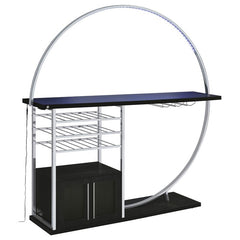 Risley 2-door Circular LED Home Bar with Wine Storage Dark Charcoal - 182799