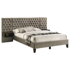 Marley Upholstered Queen Wall Panel Bed Light Brown - 300833Q