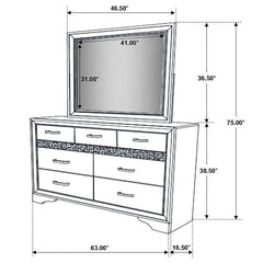 Miranda 7-drawer Dresser with Mirror Black and Rhinestone - 206363M