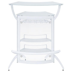 Dallas 2-shelf Home Bar White and Frosted Glass - 182136