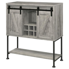 Claremont Sliding Door Bar Cabinet with Lower Shelf Grey Driftwood - 183038