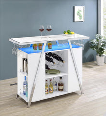 Araceli Home Bar Wine Cabinet White High Gloss and Chrome - 182355