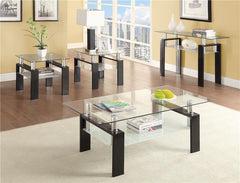 Dyer 1-shelf Rectangular Glass Top Coffee Table Black - 702288