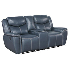 Sloane 3-piece Upholstered Reclining Sofa Set Blue - 610271-S3