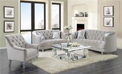 Avonlea 3-piece Upholstered Sloped Arm Sofa Set Grey Velvet - 508461-S3
