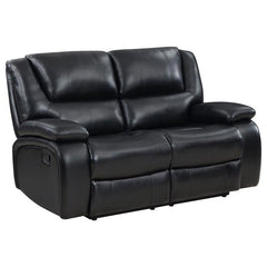Camila 2-piece Upholstered Motion Reclining Sofa Set Black - 610244-S2