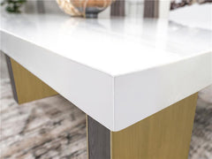 Carla Rectangular Dining Table with Cultured Carrara Marble Top White and Gold - 106651