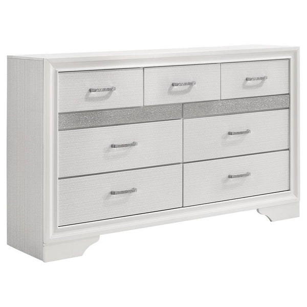 Miranda 7-drawer Dresser White and Rhinestone - 205113
