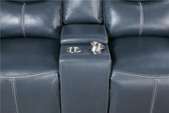 Sloane 2-piece Upholstered Reclining Sofa Set Blue - 610271-S2