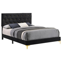 Kendall Upholstered Eastern King Panel Bed Black - 224451KE