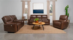 Greenfield Upholstered Power Recliner Chair Saddle Brown - 610266P