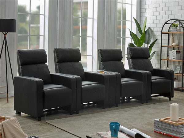Toohey Upholstered Tufted Recliner Living Room Set Black - 600181-S4B