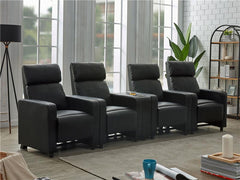 Toohey Upholstered Tufted Recliner Living Room Set Black - 600181-S4B