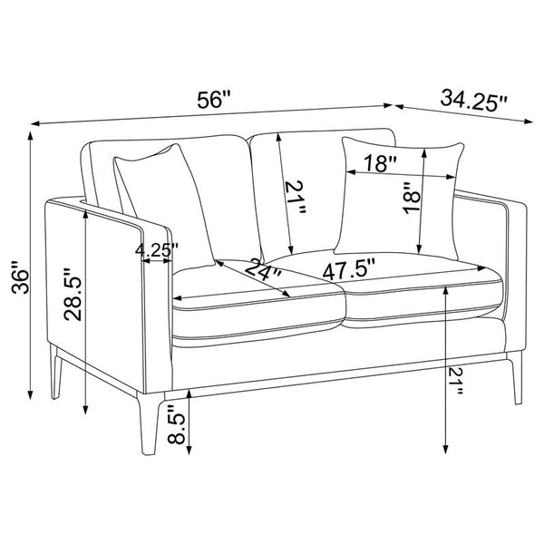 Apperso 2-piece Upholstered Track Arm Sofa Set Light Grey - 508681-S2