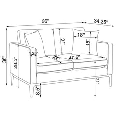 Apperso 2-piece Upholstered Track Arm Sofa Set Light Grey - 508681-S2