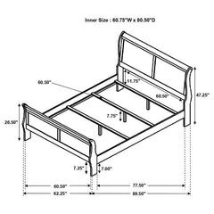 Louis Philippe Wood Queen Sleigh Bed Cappuccino - 202411Q