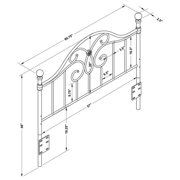 Bailey Metal Queen or Full Open Frame Headboard Black - 300182QF