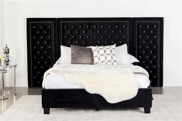 Hailey Tufted Upholstered Wall Bed Panel Black - 315925P