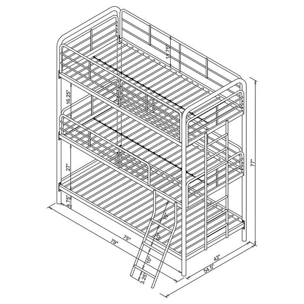 Garner Metal Twin Triple Bunk Bed Gunmetal - 400777
