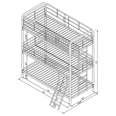 Garner Metal Twin Triple Bunk Bed Gunmetal - 400777