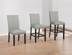 Kentfield Solid Back Upholstered Bar Stools Grey and Antique Noir (Set of 2) - 193129