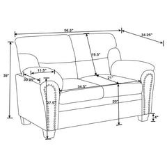 Clementine Upholstered Padded Arm Loveseat Brown - 506572