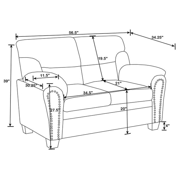 Clementine 2-piece Upholstered Padded Arm Sofa Set Grey - 506574-S2