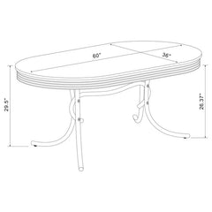 Retro Oval Dining Table Glossy White and Chrome - 2065