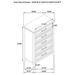 Marielle 5-drawer Bedroom Chest Distressed White - 224845