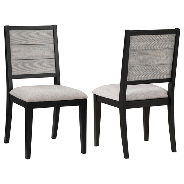 Elodie Upholstered Padded Seat Dining Side Chair Dove Grey and Black (Set of 2) - 121222
