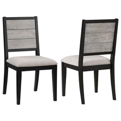 Elodie Upholstered Padded Seat Dining Side Chair Dove Grey and Black (Set of 2) - 121222