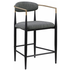 Tina Metal Counter Height Bar Stool with Upholstered Back and Seat Dark Grey (Set of 2) - 121186