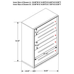 Durango 5-drawer Bedroom Chest Smoked Peppercorn - 223265