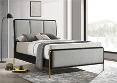Arini Upholstered Queen Panel Bed Black and Grey - 224331Q