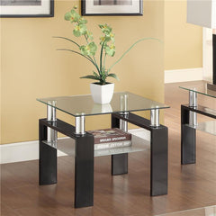 Dyer 1-shelf Square Glass Top Side End Table Black - 702287