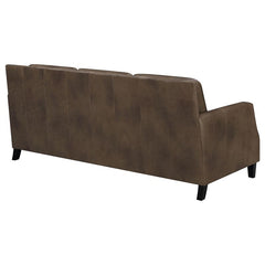 Leaton Upholstered Recessed Arm Sofa Brown Sugar - 509441